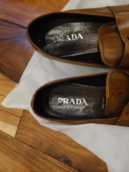 Prada Men\'s Brown Leather Loafers Approx. US 12.5
